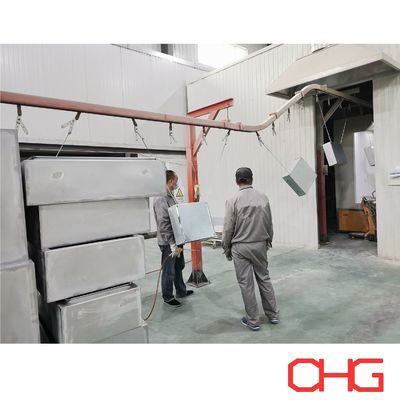 Buen precio Línea de recubrimiento de polvo para el gabinete de control eléctrico Chasis Producción PP Spray Booth Sistema de transporte de monorraíl automático de pulverización de armas en línea