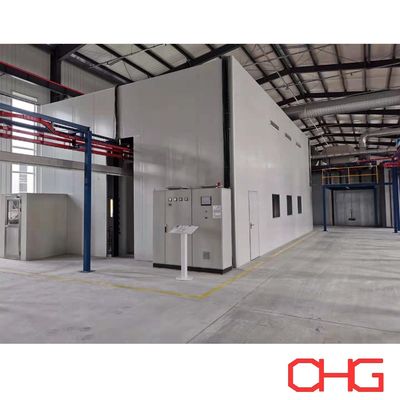 Línea de recubrimiento de polvo para perfiles de aluminio Sistema de transporte aéreo Diseño personalizable Adecuado para varios tamaños y formas